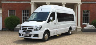 White Mercedes Party Bus Hire Kent